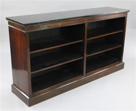 A 19th century rosewood open bookcase, W.6ft 4in.